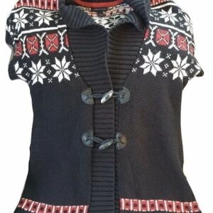 Tommy Hilfiger Nordic Black and Red Cardigan Tribal Boho